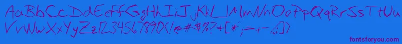 Budangular-Schriftart – Violette Schriften auf blauem Hintergrund