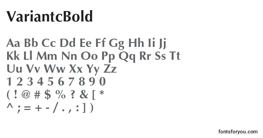 A fonte VariantcBold – alfabeto, números, caracteres especiais