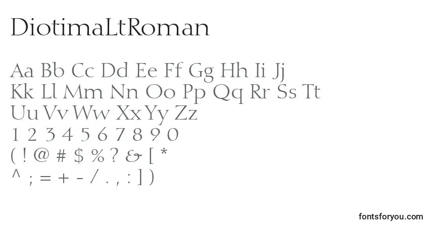 Czcionka DiotimaLtRoman – alfabet, cyfry, specjalne znaki