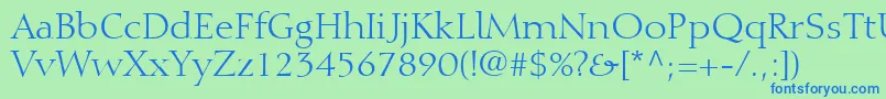 DiotimaLtRoman-Schriftart – Blaue Schriften auf grünem Hintergrund