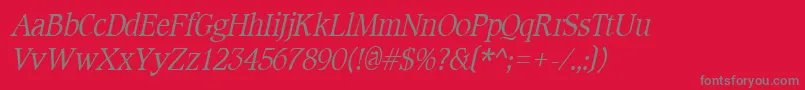 CotlinItalic-fontti – harmaat kirjasimet punaisella taustalla