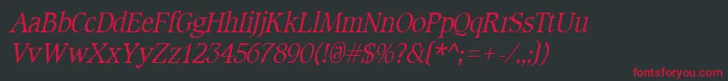 Fonte CotlinItalic – fontes vermelhas em um fundo preto
