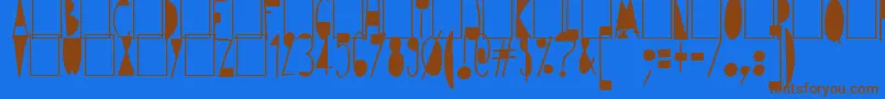 Avantgardiste1934-Schriftart – Braune Schriften auf blauem Hintergrund