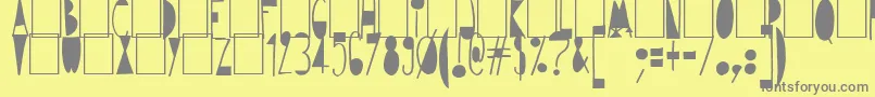 Avantgardiste1934-Schriftart – Graue Schriften auf gelbem Hintergrund