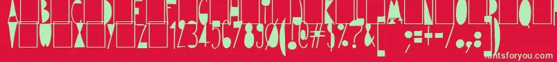 フォントAvantgardiste1934 – 赤い背景に緑の文字