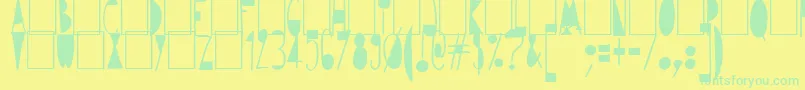 Avantgardiste1934-Schriftart – Grüne Schriften auf gelbem Hintergrund