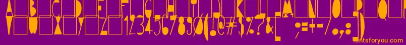 Avantgardiste1934-fontti – oranssit fontit violetilla taustalla