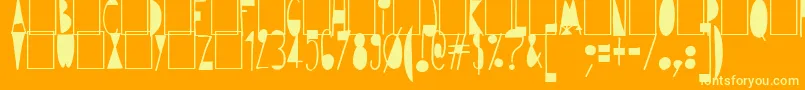 Avantgardiste1934-fontti – keltaiset fontit oranssilla taustalla
