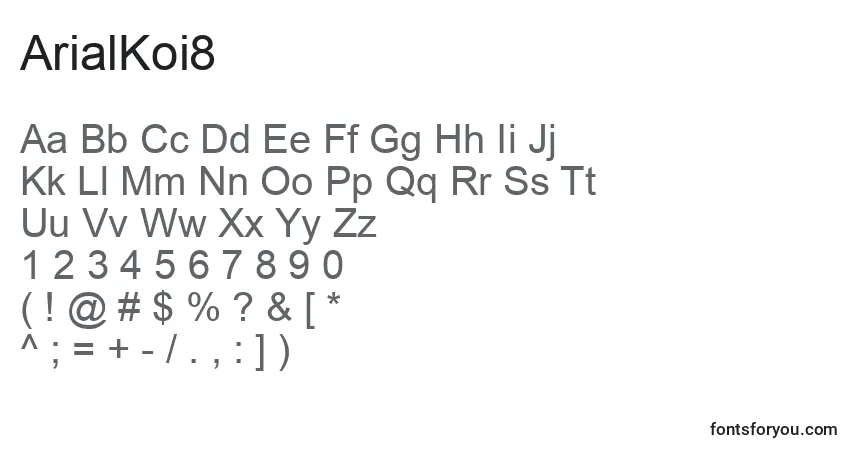 A fonte ArialKoi8 – alfabeto, números, caracteres especiais