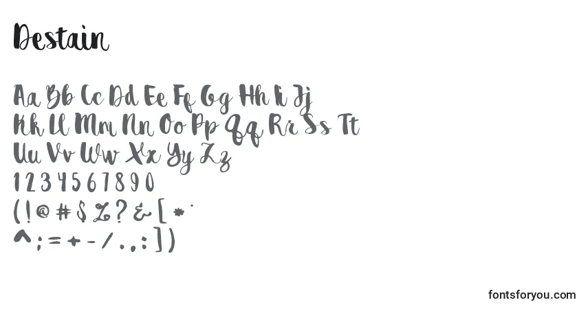 Schriftart Destain (52397) – Alphabet, Zahlen, spezielle Symbole