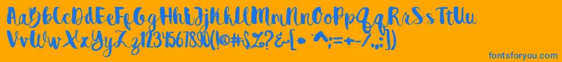 Destain-Schriftart – Blaue Schriften auf orangefarbenem Hintergrund