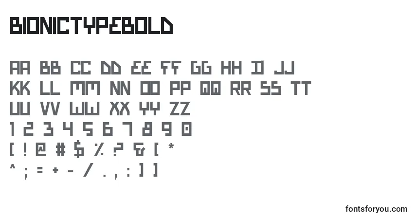 A fonte BionicTypeBold – alfabeto, números, caracteres especiais