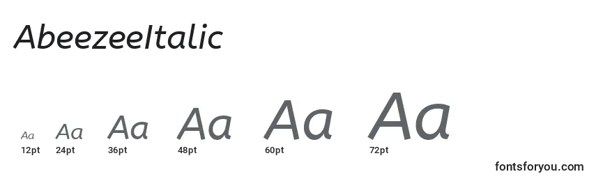 Размеры шрифта AbeezeeItalic