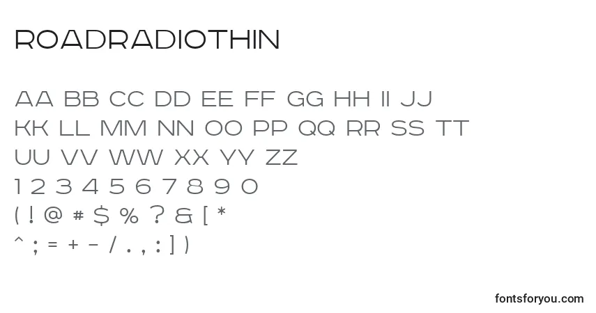 Schriftart RoadradioThin – Alphabet, Zahlen, spezielle Symbole