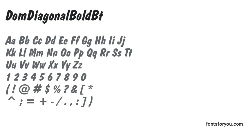 A fonte DomDiagonalBoldBt – alfabeto, números, caracteres especiais