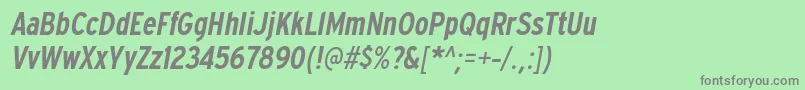 フォントExpresswaycdsbItalic – 緑の背景に灰色の文字