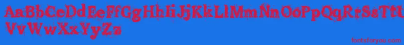 OldPrintingPressFreeVersion Font – Red Fonts on Blue Background