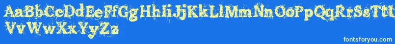 OldPrintingPressFreeVersion-Schriftart – Gelbe Schriften auf blauem Hintergrund