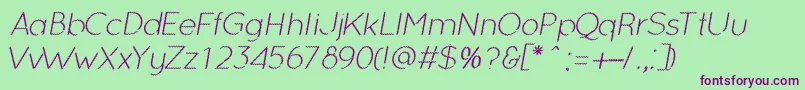 OcieLightitalic Font – Purple Fonts on Green Background