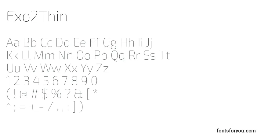 Fuente Exo2Thin - alfabeto, números, caracteres especiales