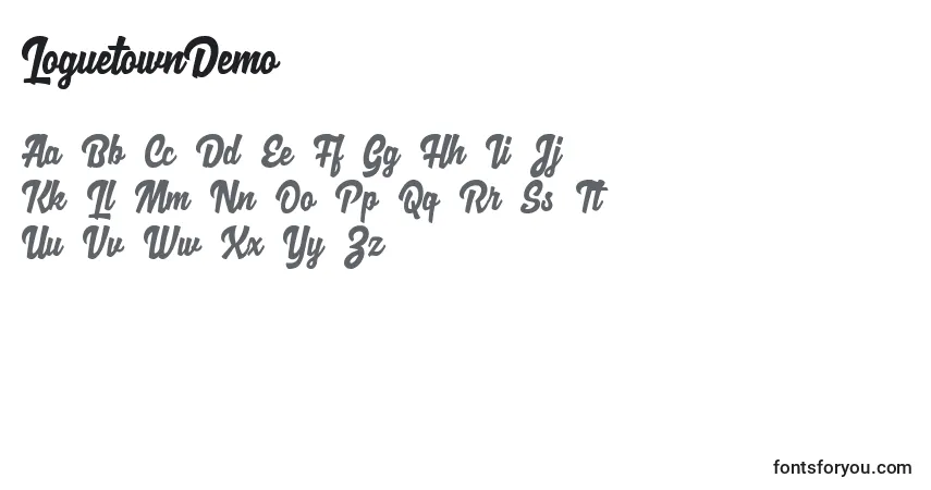 Schriftart LoguetownDemo – Alphabet, Zahlen, spezielle Symbole