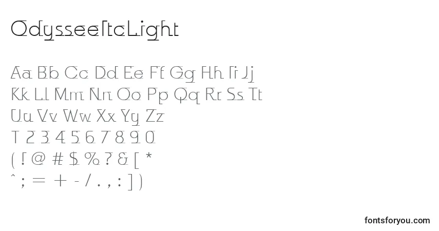 Schriftart OdysseeItcLight – Alphabet, Zahlen, spezielle Symbole