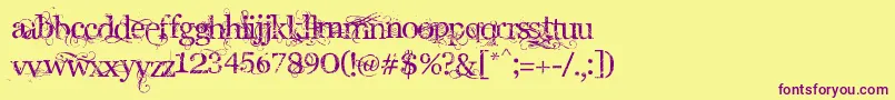 Angelic Font – Purple Fonts on Yellow Background