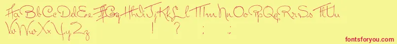 Dreamer-Schriftart – Rote Schriften auf gelbem Hintergrund