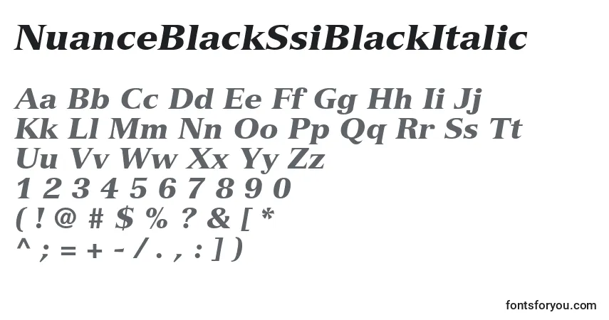 Шрифт NuanceBlackSsiBlackItalic – алфавит, цифры, специальные символы