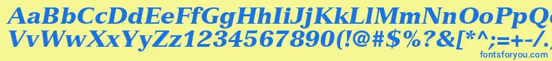 NuanceBlackSsiBlackItalic-Schriftart – Blaue Schriften auf gelbem Hintergrund