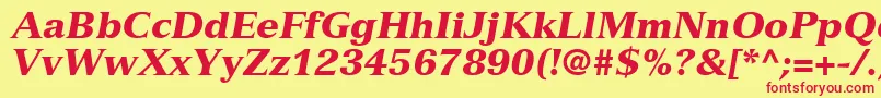 NuanceBlackSsiBlackItalic-Schriftart – Rote Schriften auf gelbem Hintergrund