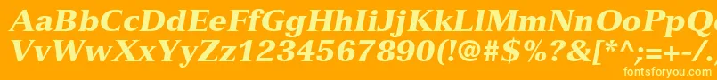 NuanceBlackSsiBlackItalic-Schriftart – Gelbe Schriften auf orangefarbenem Hintergrund