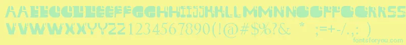 フォントAissur – 黄色い背景に緑の文字