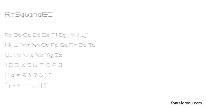 A fonte RmSquarial3D – alfabeto, números, caracteres especiais