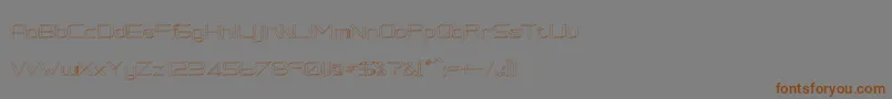 フォントRmSquarial3D – 茶色の文字が灰色の背景にあります。