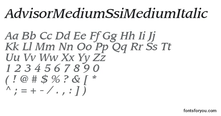 AdvisorMediumSsiMediumItalicフォント–アルファベット、数字、特殊文字