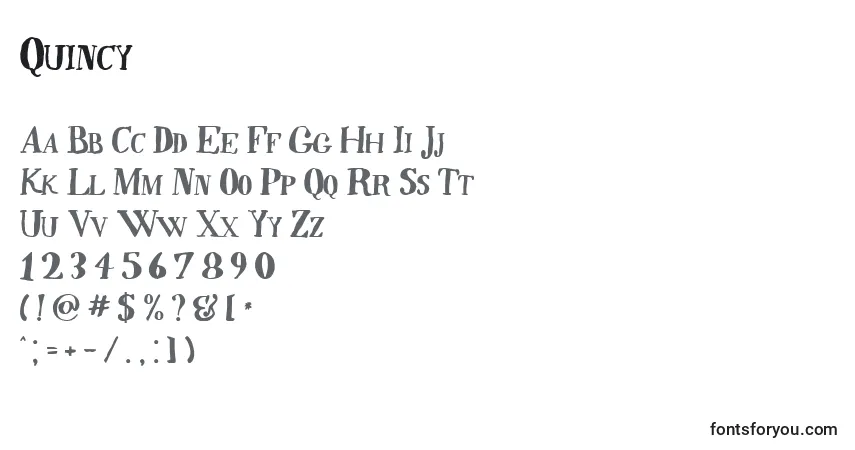 Quincy-fontti – aakkoset, numerot, erikoismerkit