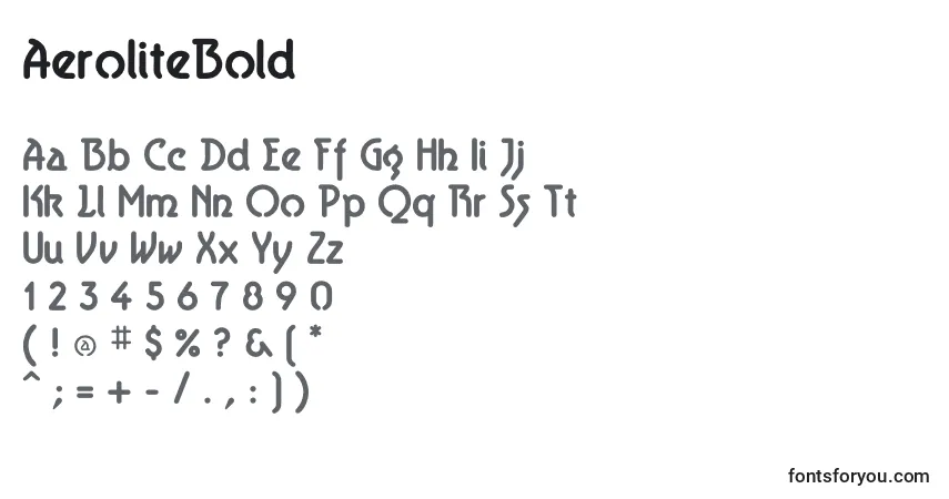 Schriftart AeroliteBold – Alphabet, Zahlen, spezielle Symbole
