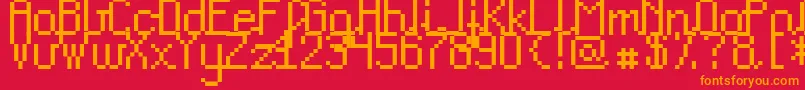 フォントTeacp – 赤い背景にオレンジの文字