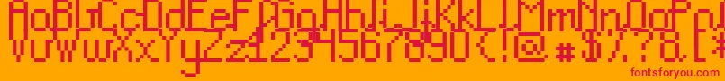 フォントTeacp – オレンジの背景に赤い文字