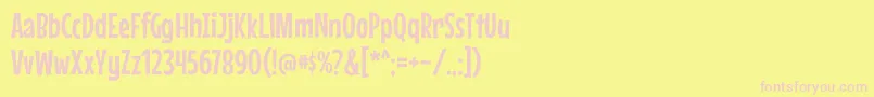 MousememoirsRegular-fontti – vaaleanpunaiset fontit keltaisella taustalla