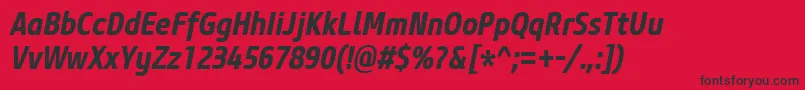 CoreSansM67CnBoldItalic Font – Black Fonts on Red Background