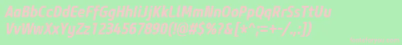 CoreSansM67CnBoldItalic Font – Pink Fonts on Green Background