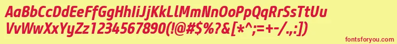 CoreSansM67CnBoldItalic Font – Red Fonts on Yellow Background