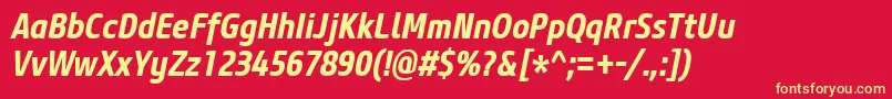 CoreSansM67CnBoldItalic Font – Yellow Fonts on Red Background