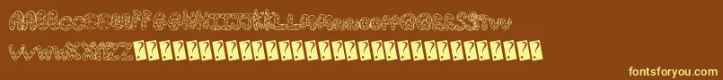 Creamcone-Schriftart – Gelbe Schriften auf braunem Hintergrund