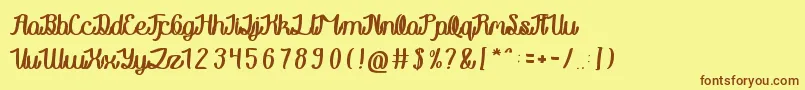 RainboyInLove Font – Brown Fonts on Yellow Background
