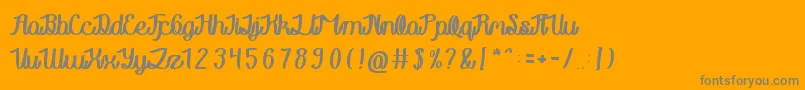 Saiba mais sobre a fonte RainboyInLove Fonte RainboyInLove – fontes cinzas em um fundo laranja