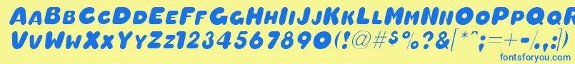 OleadascapssskItalic Font – Blue Fonts on Yellow Background