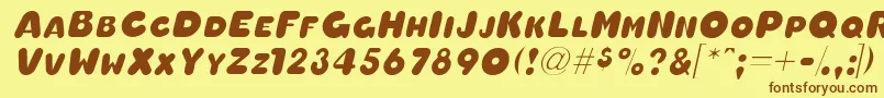 OleadascapssskItalic Font – Brown Fonts on Yellow Background